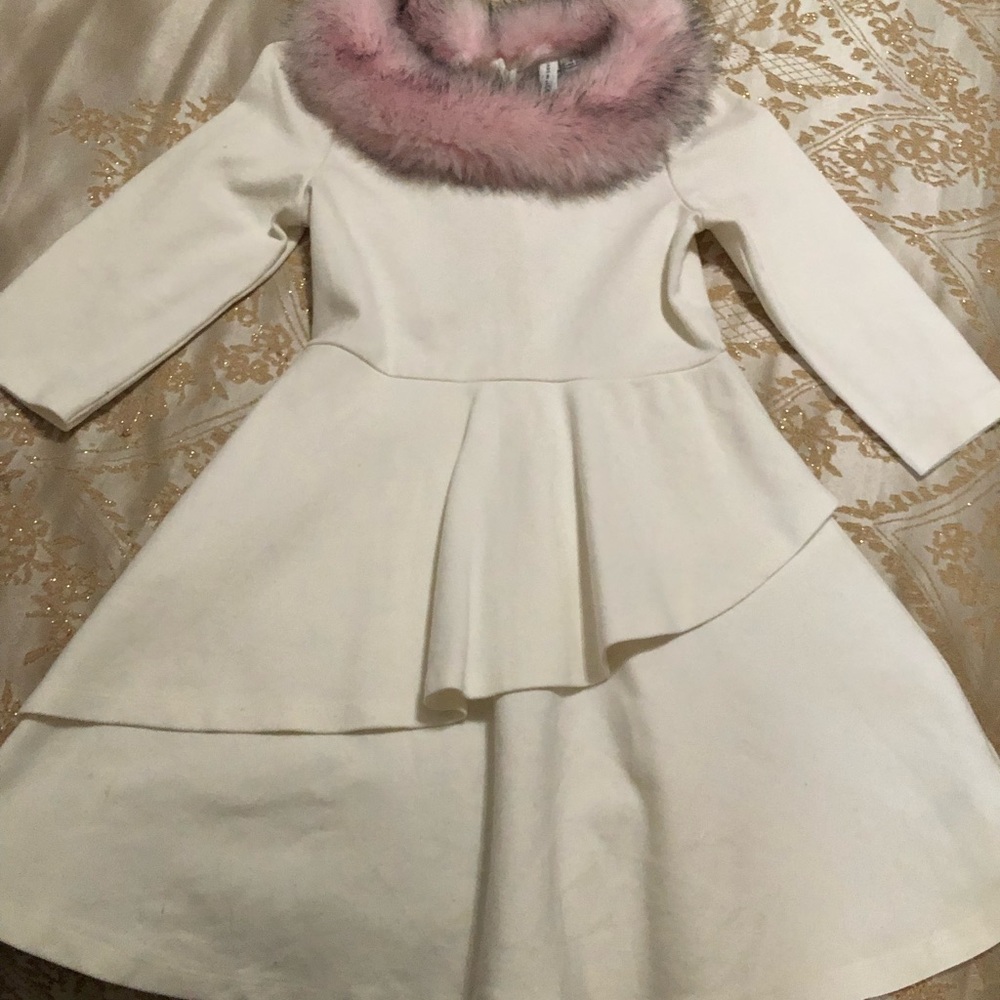 Janie and Jack girl! FAUX FUR COLLAR PONTE DRESS